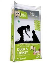 MEALS FOR MUTTS DOG DUCK & TURKEY GRAIN FREE GLUTEN FREE 20KG GREEN