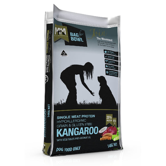 MEALS FOR MUTTS DOG SINGLE PROTIEN KANGAROO GRAIN FREE GLUTEN FREE 14KG BLUE