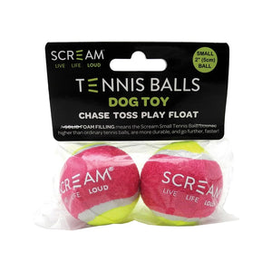 SCREAM TENNIS BALL SMALL 2" (5CM) LOUD GREEN AND PINK 2PK