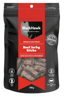 BLACK HAWK DOG BEEF STICKS 100G