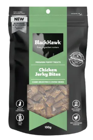 BLACK HAWK DOG TREAT PUPPY CHICKEN JERKY BITES 100G