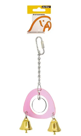 AVI ONE BIRD TOY ACRYLIC MIRROR W 2 BELLS 