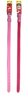 PET ONE COLLAR PLAIN LEATHER 45CM PINK