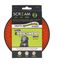 SCREAM LICK ENRICHMENT MAT FOR CRATE/CAGE - ROUND LOUD ORANGE 15X3.9CM