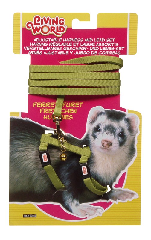 LIVING WORLD FERRET HARNESS LEAD/SET GRN