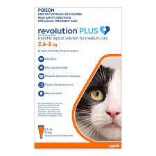 REVOLUTION PLUS MEDIUM CAT 2.6-5KG (ORANGE) 3PACK