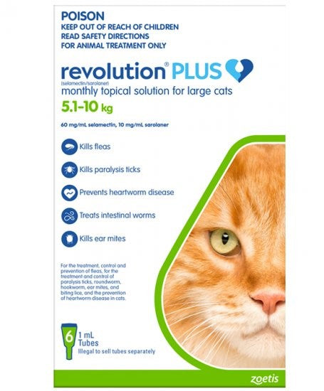 REVOLUTION PLUS 1ML LARGE CAT 5.1-10KG (GREEN) 6 PACK