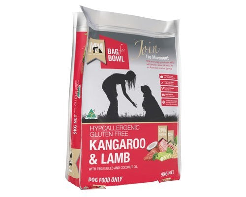 MEALS FOR MUTTS DOG KANGAROO AND LAMB GLUTEN FREE 9KG RED