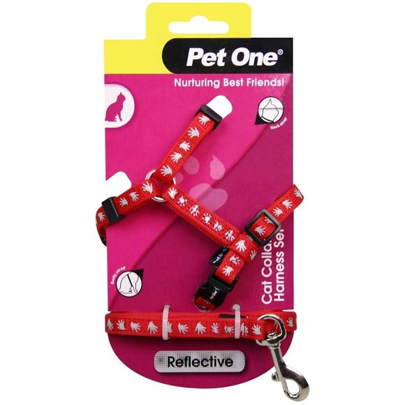 PET ONE CAT HARNESS & LEAD RED