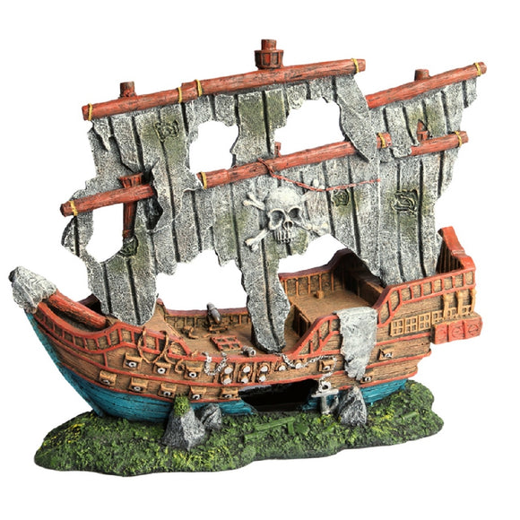 AQUA ONE ORNAMENT PIRATE SHIP L37.5X14X32CM