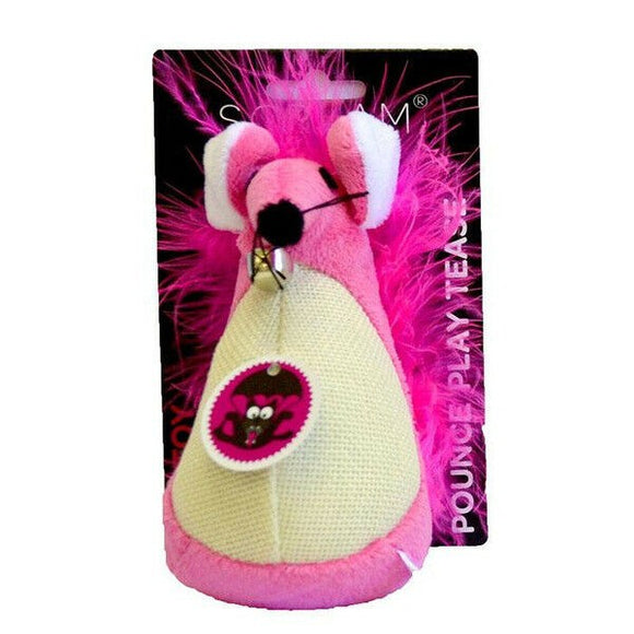 SCREAM FATTY MOUSE CAT TOY LOUD PINK 30CM