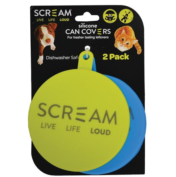 SCREAM SILICONE PET FOOD CAN COVER 2PK LOUD GREEN AND BLUE