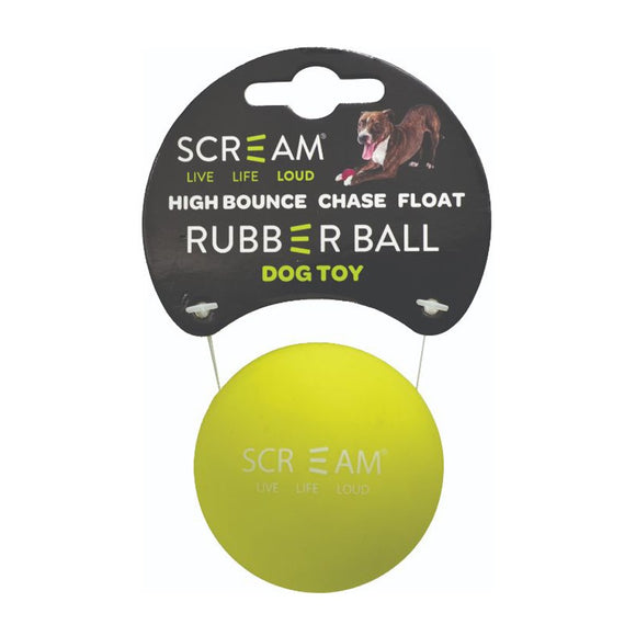 SCREAM RUBBER BALL DOG TOY LOUD GREEN 6CM