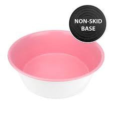 NON-SKID STAINLESS STEEL BOWL PINK AND WHITE 1.2LT